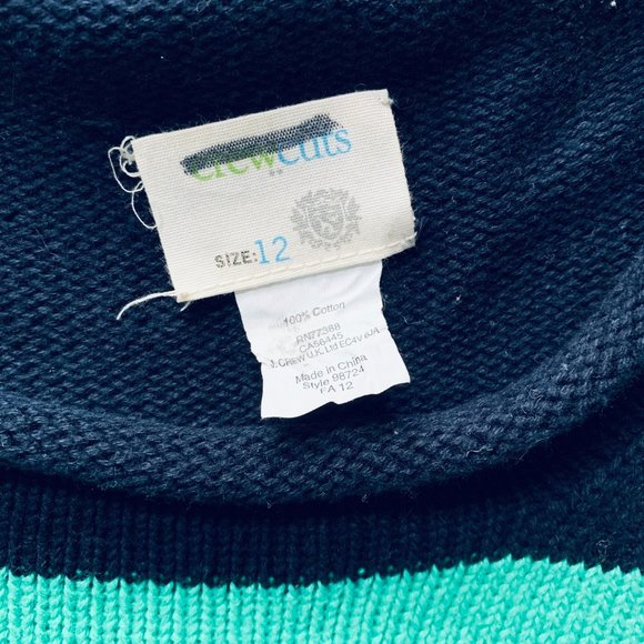 CREWCUTS navy and green sweater size 12 - Picture 3 of 10